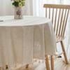 Plain Tablecloth with Fringed Round Table Dining Table Household Round Suitable for Holiday Dining Rooms, Living Rooms, Family Gatherings