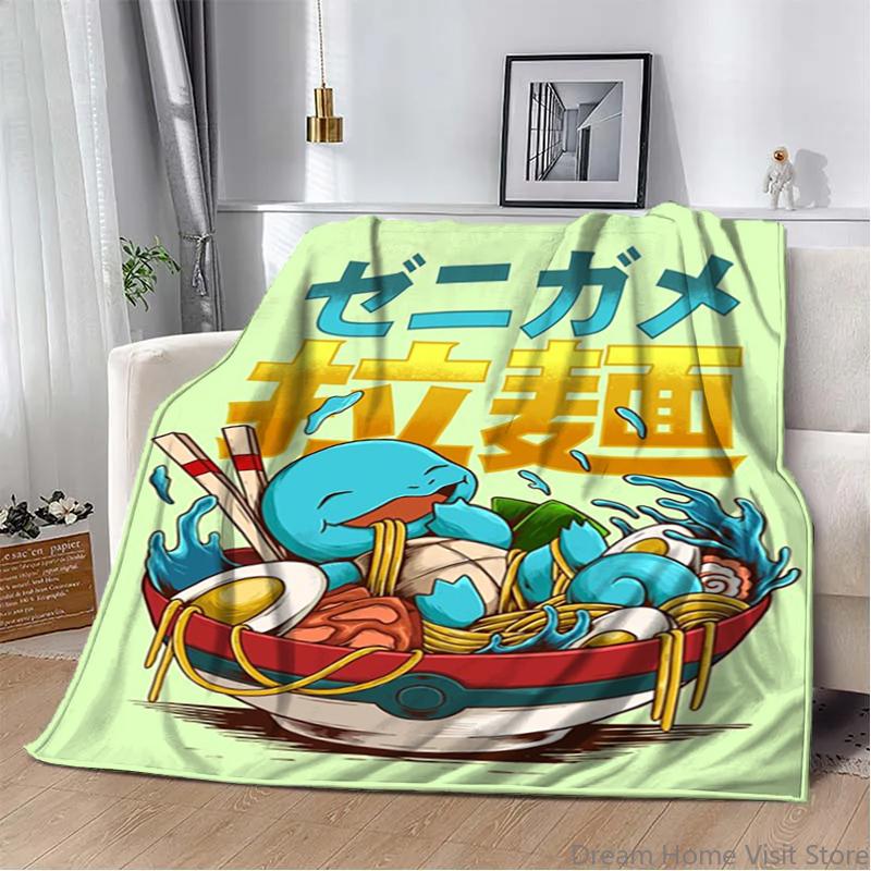 Cartoon Flannel Fluffy Fleece Anime Figures P-Pokemon Blanket Home Sofa Lunch Break Blankets Children Student Kids Cute Gifts