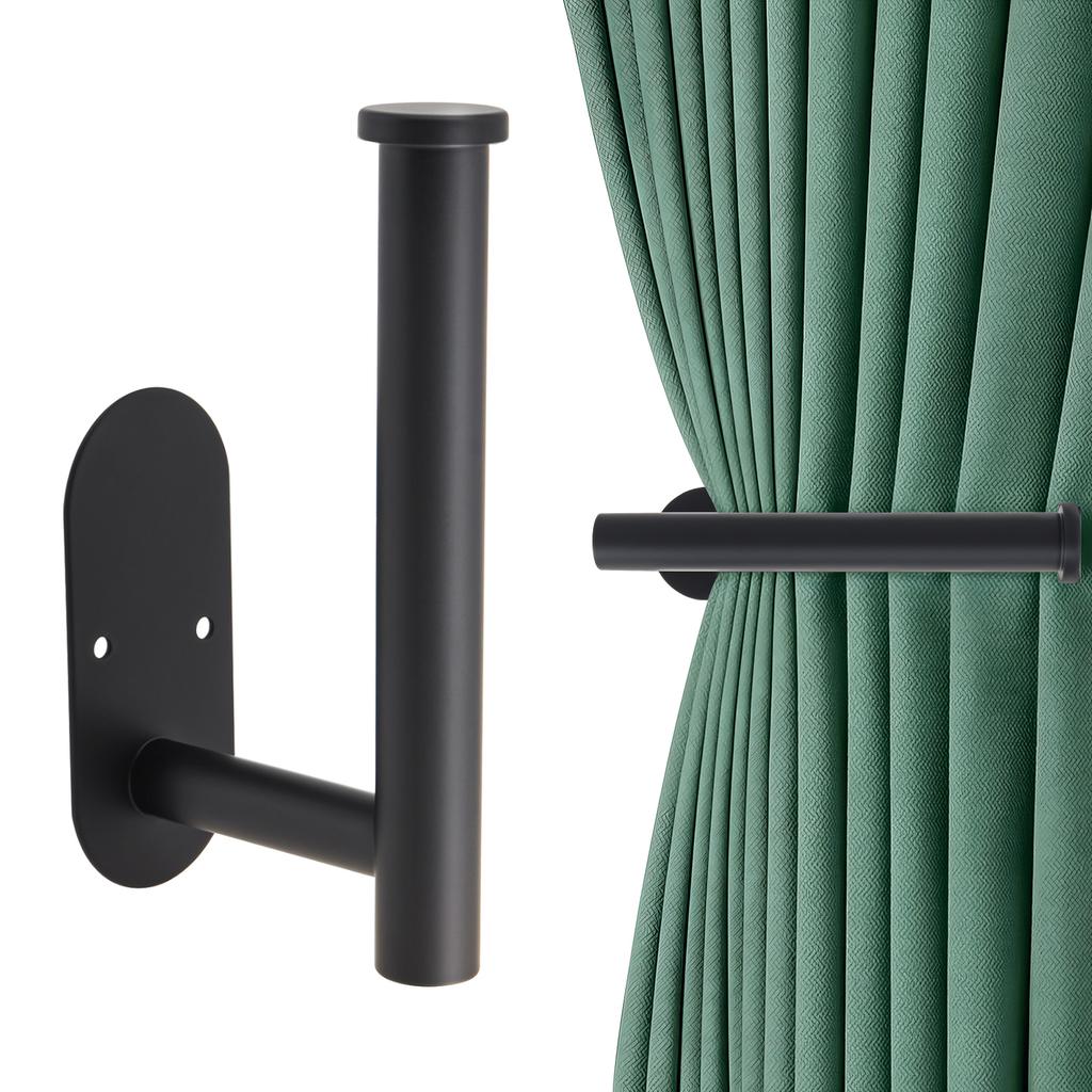 2 Pcs Black Wall Mounted Curtain Holdback Hooks Household Window Curtain Side Pull Back Fixed Holders Home Decor Accessories