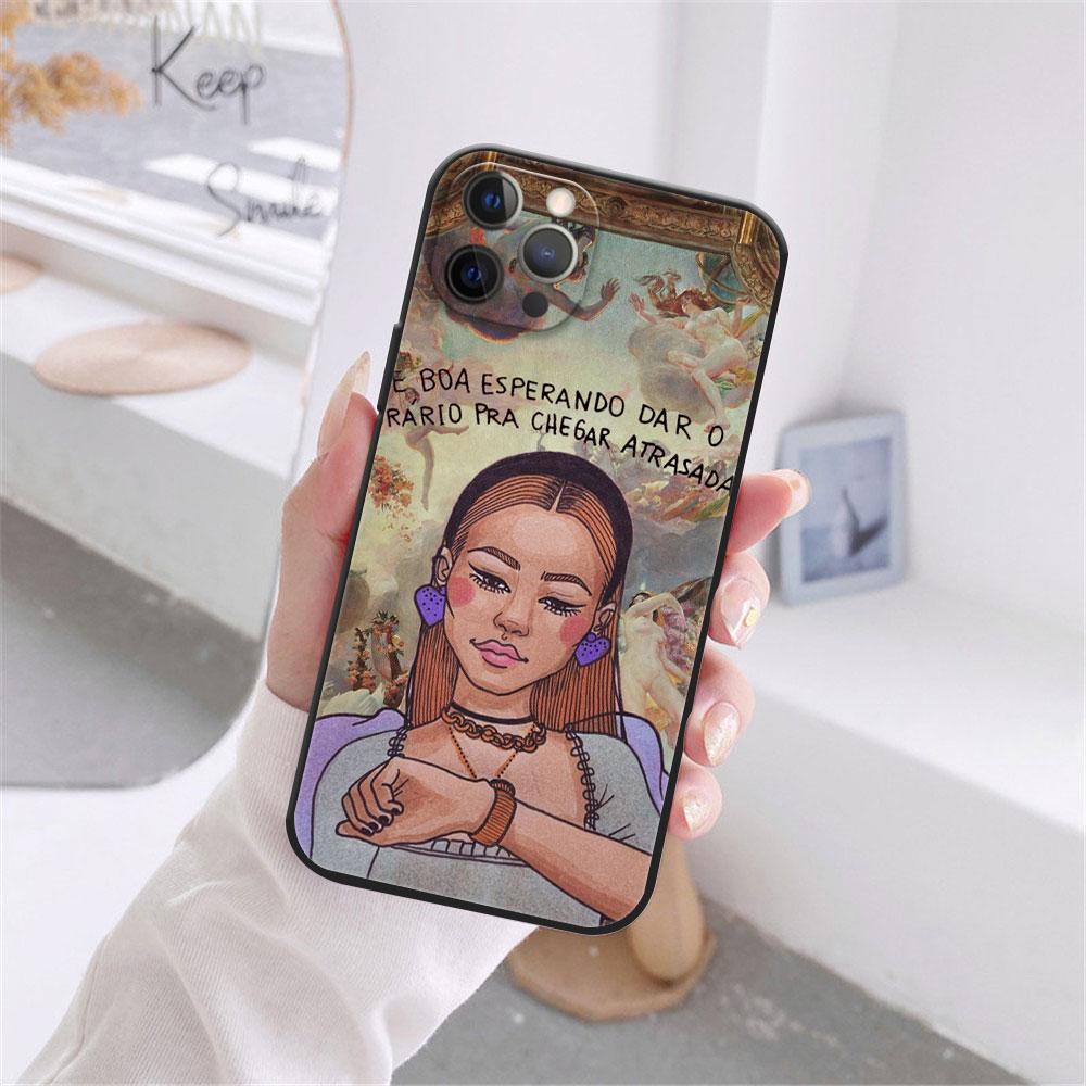 Pouzdro Fashion Devil Girl pro iPhone 12 13 11 Pro Max mini XR 7 8 Plus 2020 X Xs Max černé měkké TPU kryt