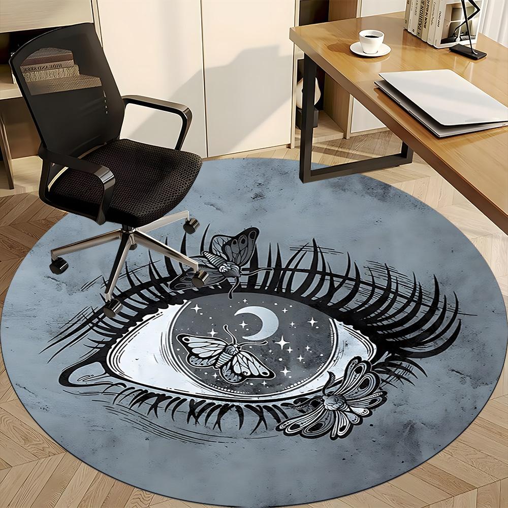 1pc Eye Butterfly Office Round Rug, Carpet for Office, Gaming, Lightweight Round Floor Mat yy260205037