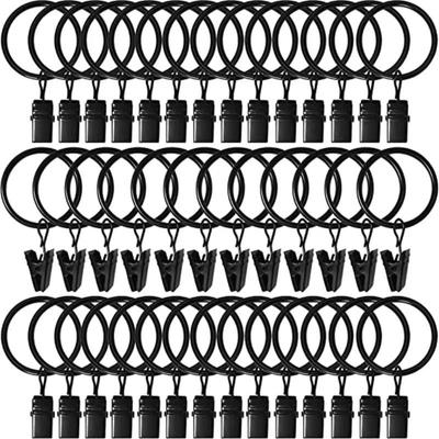 48 Stück Vorhangring mit Clip, Vorhang-Clip mit Schlaufe, Haken-Vorhangring, 3,2 cm Innendurchmesser, passend für 2,5 cm. (ca. 2,5cm) Gardinenstange