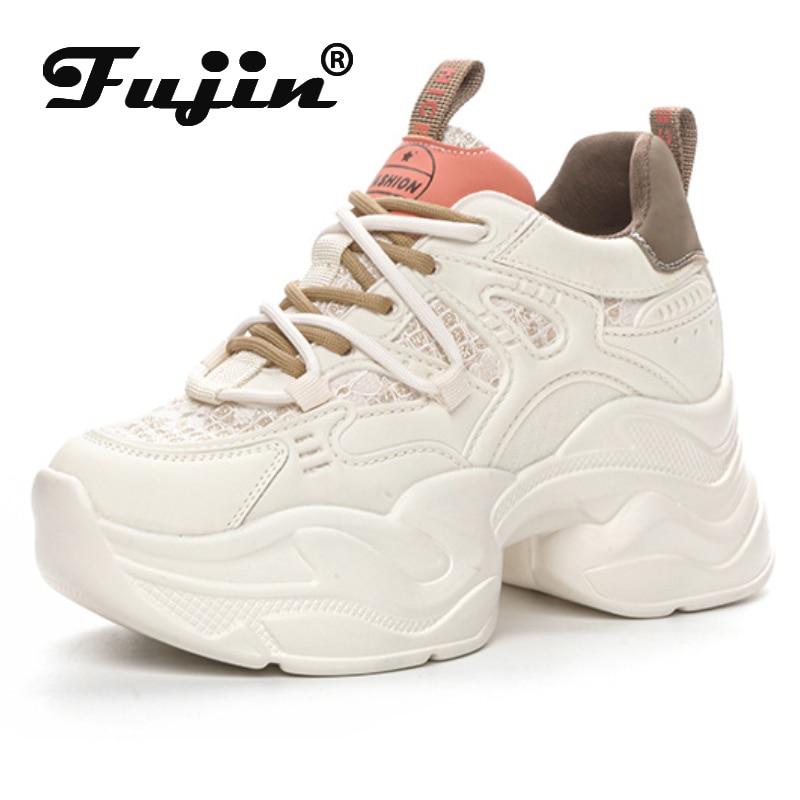 

Fujin/9 см, новые женские удобные сандалии на танкетке из вулканизированной кожи из микрофибры с воздушной сеткой, летние массивные кроссовки на поло, вулканизированная обувь 34 бежевый