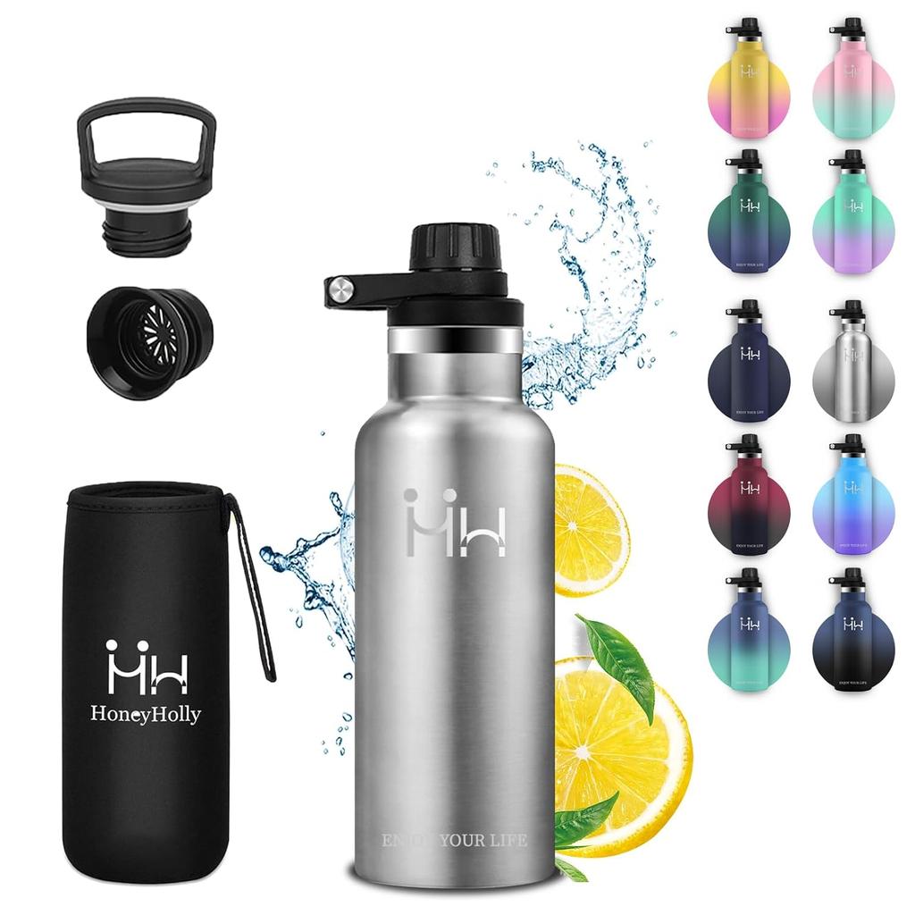 Water bottle 500ml stainless steel vacuum insulated heat retention cold double wall design wide mouth easy ice insertion direct drinking compatible