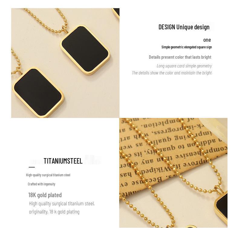 European Retro Black Shell Pendant Necklace, 18K Gold-Plated Titanium Steel Clavicle Chain (P528)