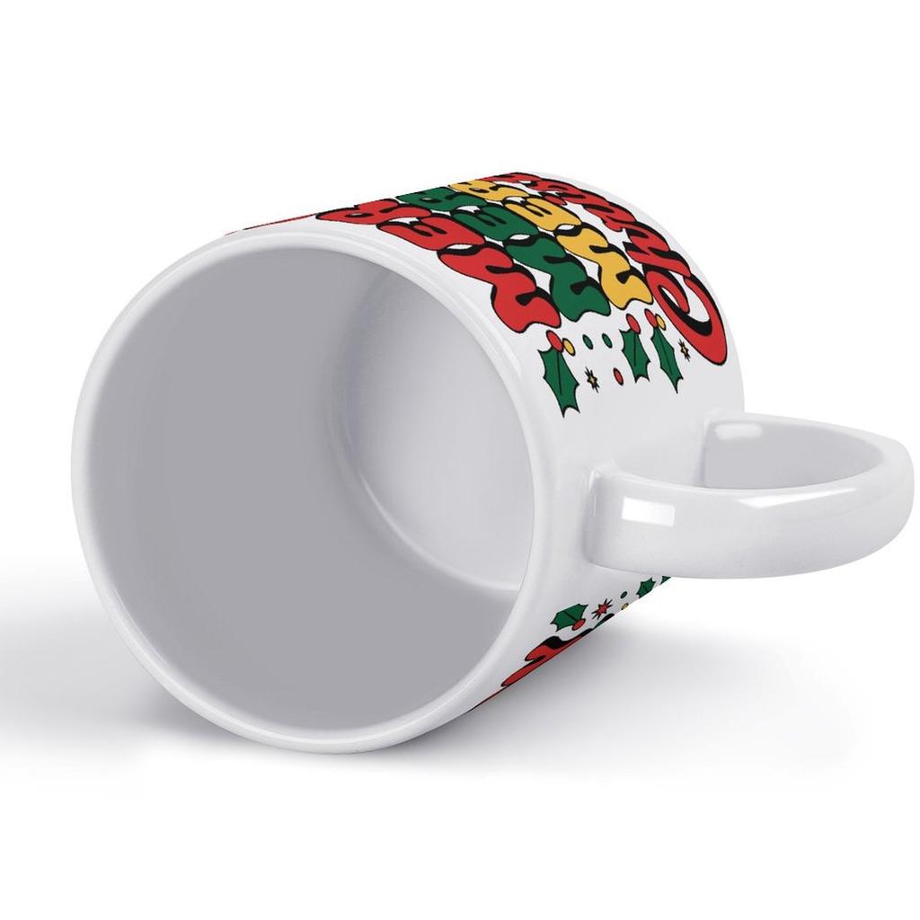 1pc 11oz Blank Ceramic Coffee Mug, Double-sided Printed Cup, Bright Surface, Durable Weight, Everyday Drinkware for Home, Cafe, or Office