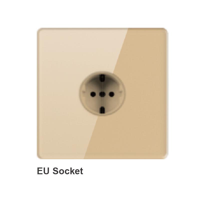 TYC Port Lamp 5-Hole Golden Acrylic Panel UK13A Wall Socket Switch 2 USB Universal 2/3/4/5 Pin Waterproof Touch Panel 13A Max
