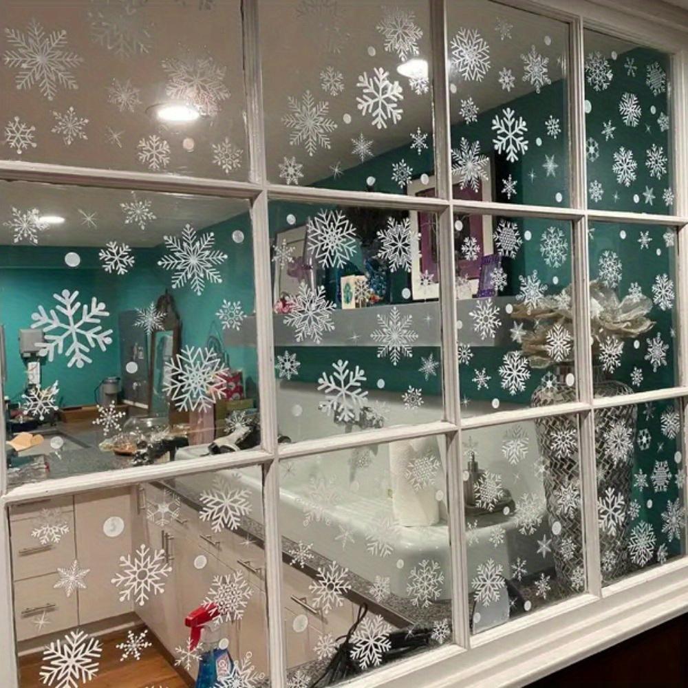 Snowflake Window Clings - Electrostatic White Snowflakes For Christmas & Winter Door Decorations Snowflake Ribbon Wired