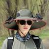 Fishing Hat for Adult with USB Cooling Fan Solar Powered Fan Hat Waterproof Sun Protective Hat for Outdoor Activity