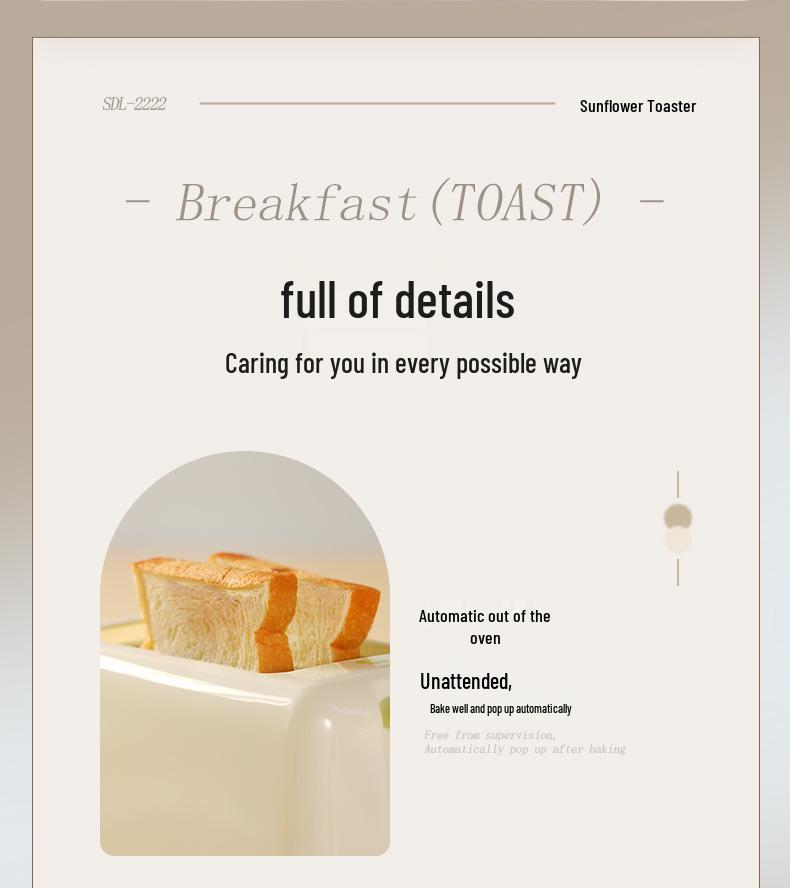 Compact 2-Slice Multifunctional Toaster: Fast Heating Mini Breakfast Machine