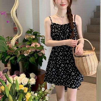 Dress Female Summer Babes Sexy Knotted Vacation Suspender Print Beach Dress