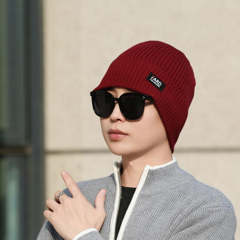 Hat Men's Warm Coldproof Wool Knitted Hat Autumn Winter Outdoor Riding Hat