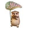 Weatherproof Leaf Umbrella Hedgehog Figurine Cute Small Hedgehog Sculpture  Office Desk Decor