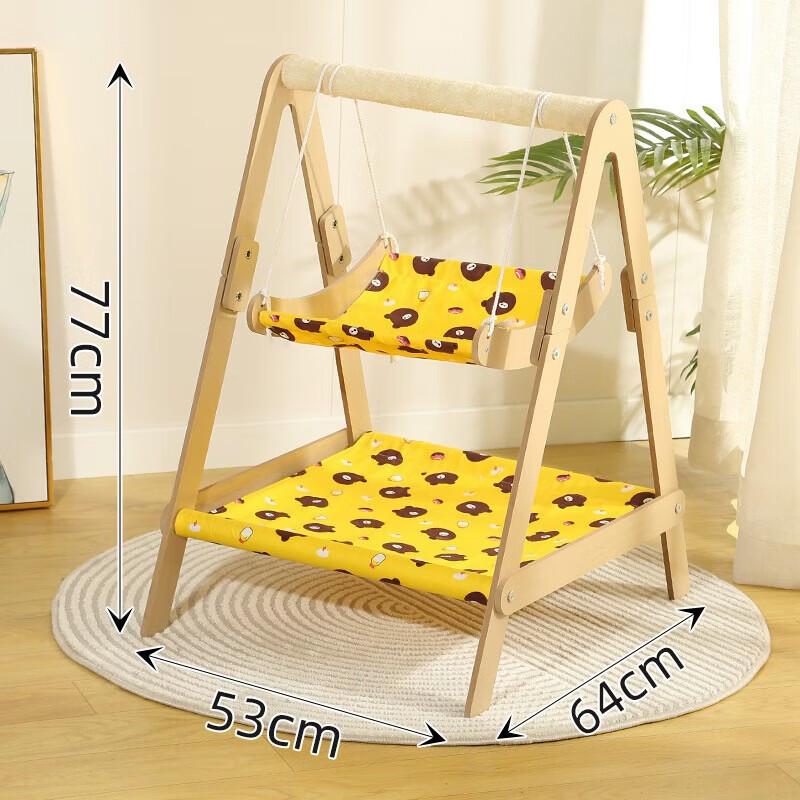 Luxury Double-Layer Wooden Cat Swing Bed