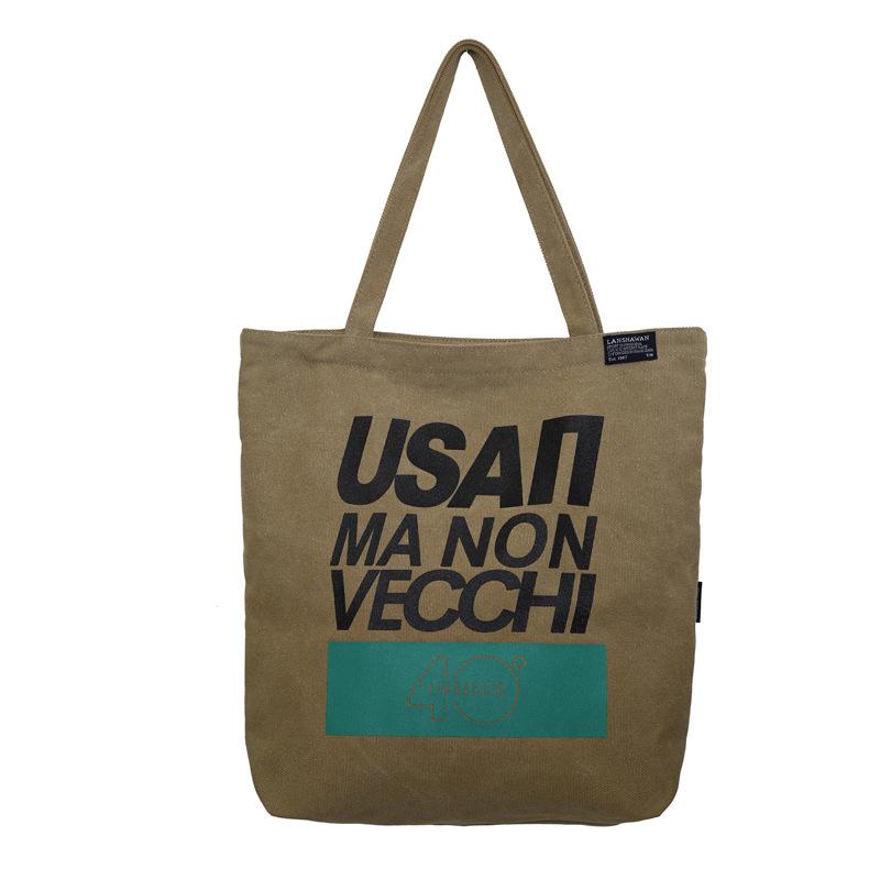 New Canvas Bag Large Capacity Women's Alphabet Printed Shoulder Bag Student Commuter Handbag