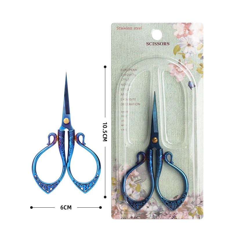 

Портновские ножницы ручной работы из нержавеющей стали/цинкового сплава Классические ретро-ножницы для шитья Головка для обрезки ниток синий