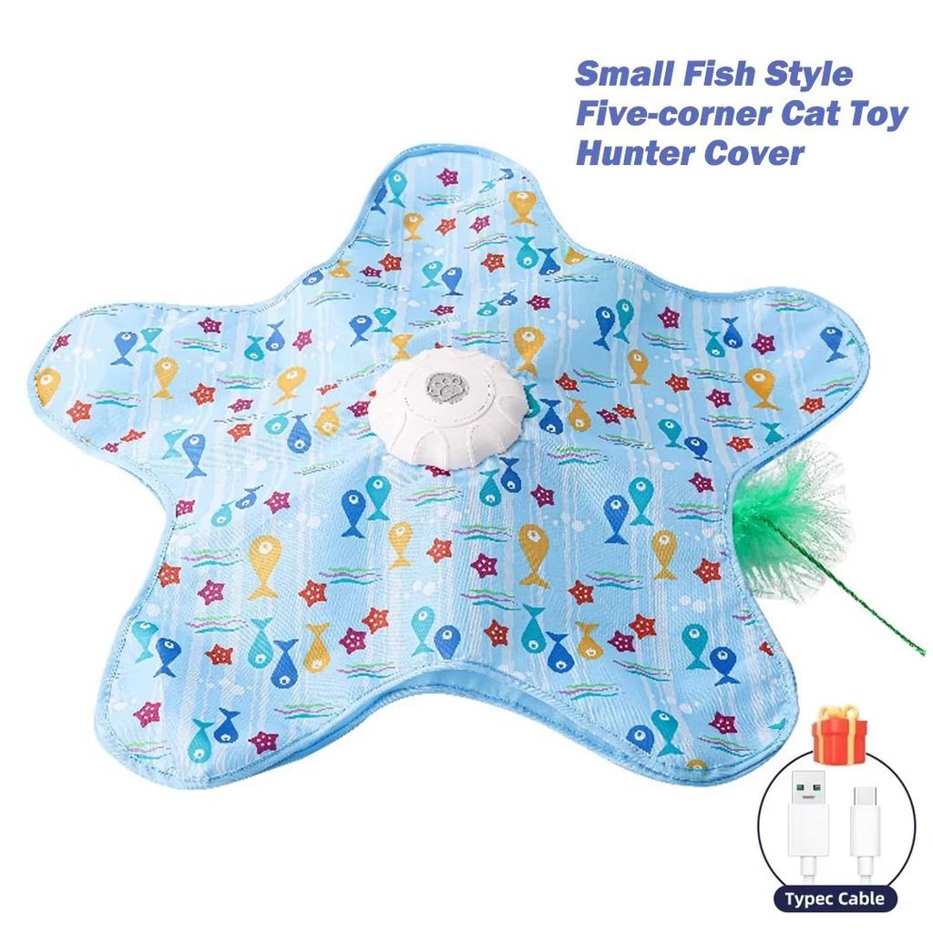 Pet Cat Toys Interactive Hide and Seek Cat Toy with Mouse Squeaky Motion Activated Moving Concealed Feathers Kitten Teaser Toy