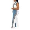 European and American Women's Sleeveless Patchwork Striped Jeans Two-piece Set - Summer Collection