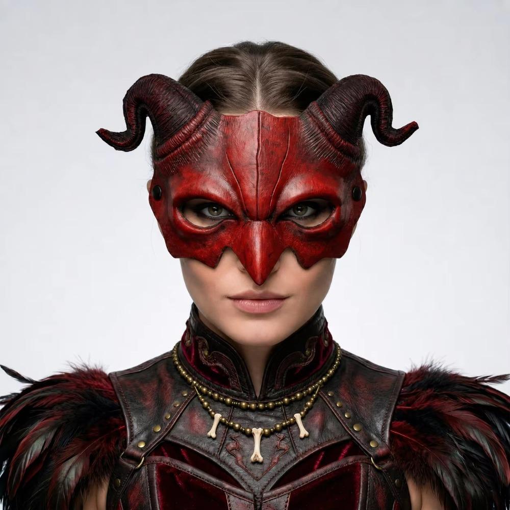 Cosplay Party Horned Devil Mask Pu Foam Festival Party Mask Creative Half Face Mask  Halloween