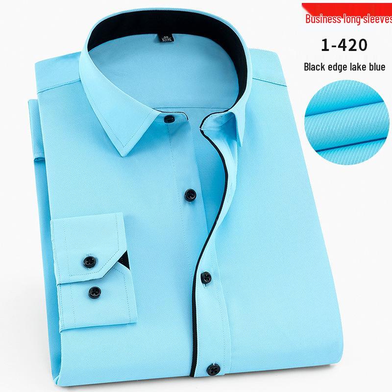 Men's Spring White Shirts - Long/Short Sleeve, Embroidered Logo, Professional Business Attire, 40% Cotton Solid Color Workwear