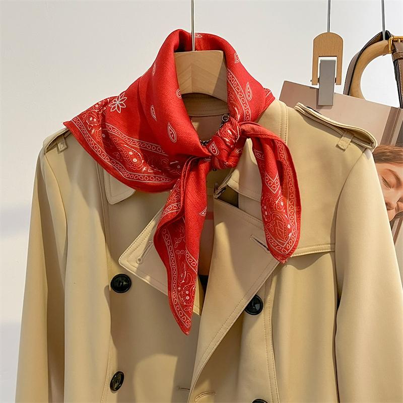 Spring Summer Bandanas Red Cashew Square Scarf Retro Soft Stain Neckerchief Breathable  Headband Lightweight