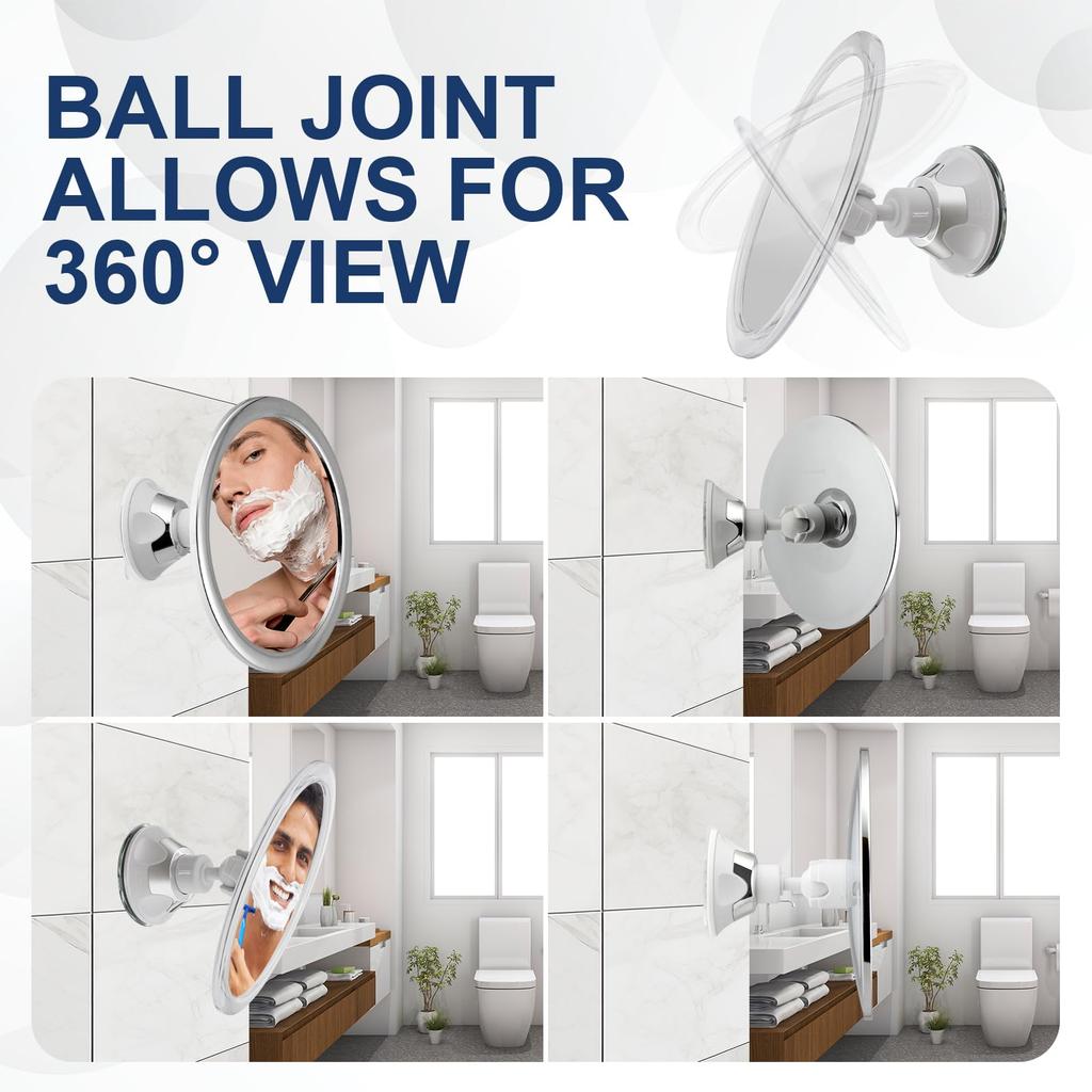 360° Drehbarer Duschspiegel Badezimmer Beschlagfreier Schminkspiegel mit Halter Saugfuß Antibeschlagspiegel zum Rasieren Schminken Duschen
