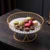 Pedestal Display Tray with Wire Frame Fruit Bowl Elevated Basket for Homeowners, Hosts,