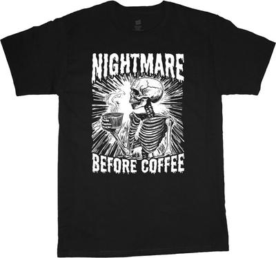 Halloween T-shirt Skeleton Coffee Funny Mens Graphic Tees Halloween Costume