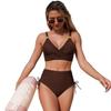 2026 New European and American Split Swimsuit Women's Solid Color Sports High Waist Explosion Bikini Spot