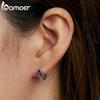 BAMOER 925 Sterling Silver Purple Zirconium Snake Pattern Ear Buckles for Women Fine Jewelry Luxury Brand Earrings Gift