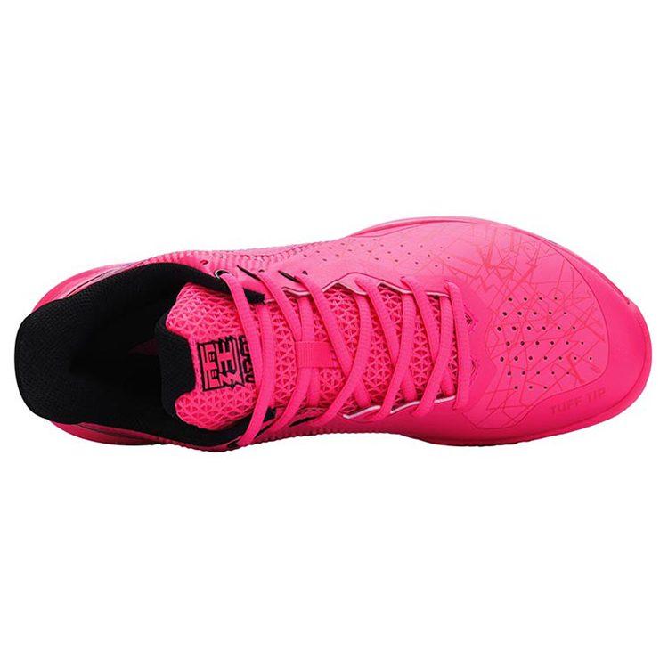 Li Ning Fabric Cushioning Slip Resistant Abrasion Resistant Low Top Badminton Shoes Unisex Fluorescent Fruit Pink AYAS018-1