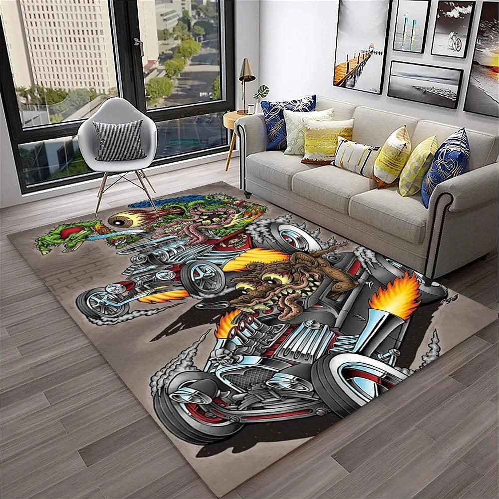 3D Funny Rat Fink Cartoon Movie Carpet Rug for Home Living Room Bedroom Sofa Doormat Decor,kids Play Area Rug Non-slip Floor Mat