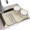 Silicone Dish Drying Mat with Slope Drain Design Non Slip Sink Dish Drying Rack Mat for Kitchen Counter