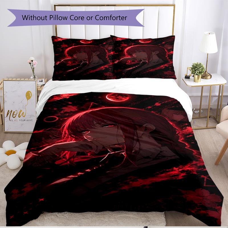 3pcs Duvet Cover Set (1*Duvet Cover + 2*Pillowcase, Without Core), Makima Chainsaw Man Print Soft All‑Season Bedding Set, Home Bedroom Decor Gift