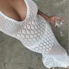 Summer Beach Skirt Women'S Solid Color Sexy Knitted Beach Bikini Swimsuit Cover-Up Dress