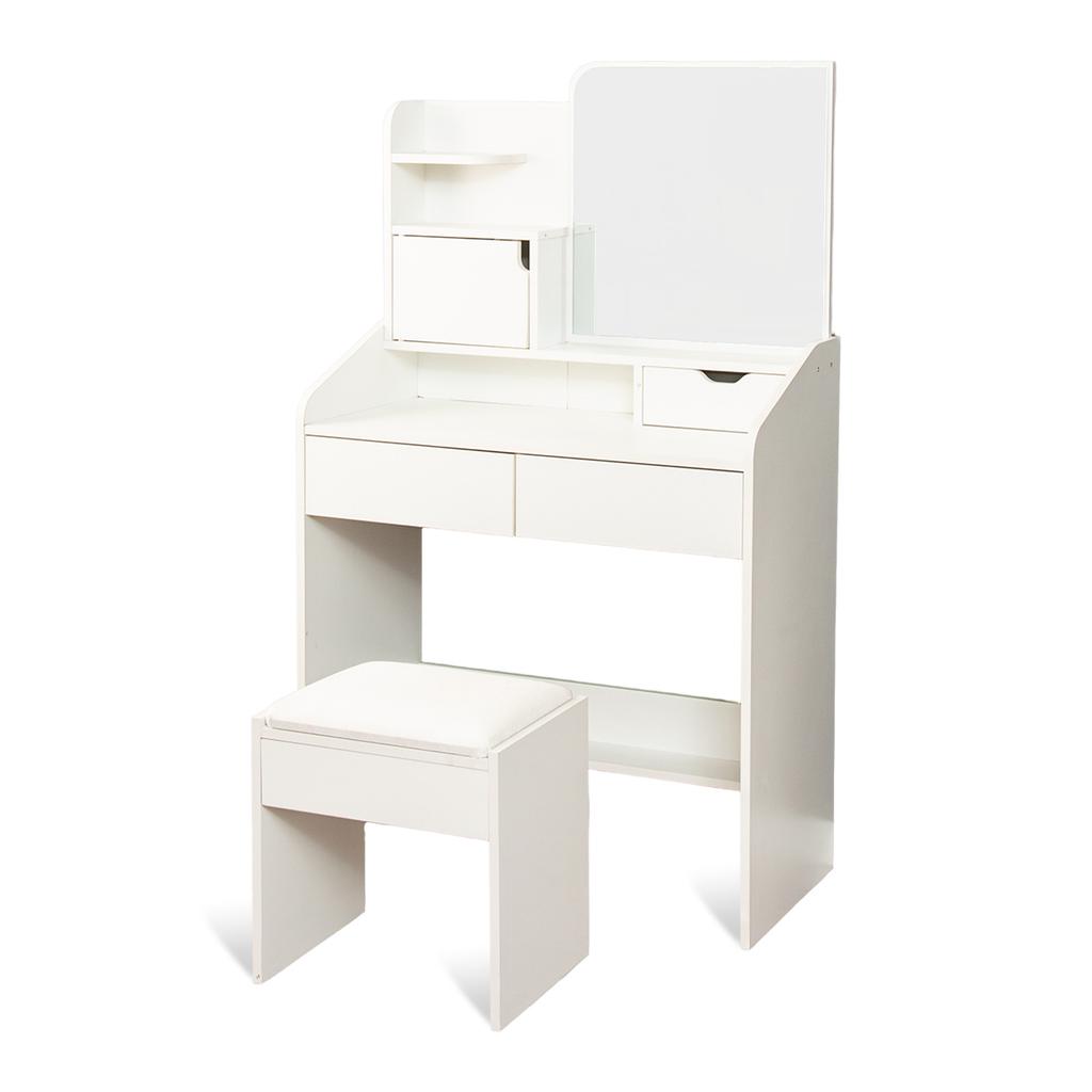 Makeup Vanity with Mirror and Stool 80x135cm Nyana Home | White MDF