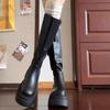 Niche Design Sense Locomotive Thick-soled Boots Small Man Looking Thin Black But Knee Boots Children Autumn