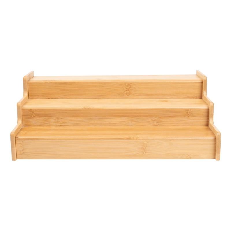 

Расширяемый бамбуковый органайзер для специй 3-ярусная ступенчатая полка для хранения в кухонном шкафу многофункциональное хранение для демонстрации United States