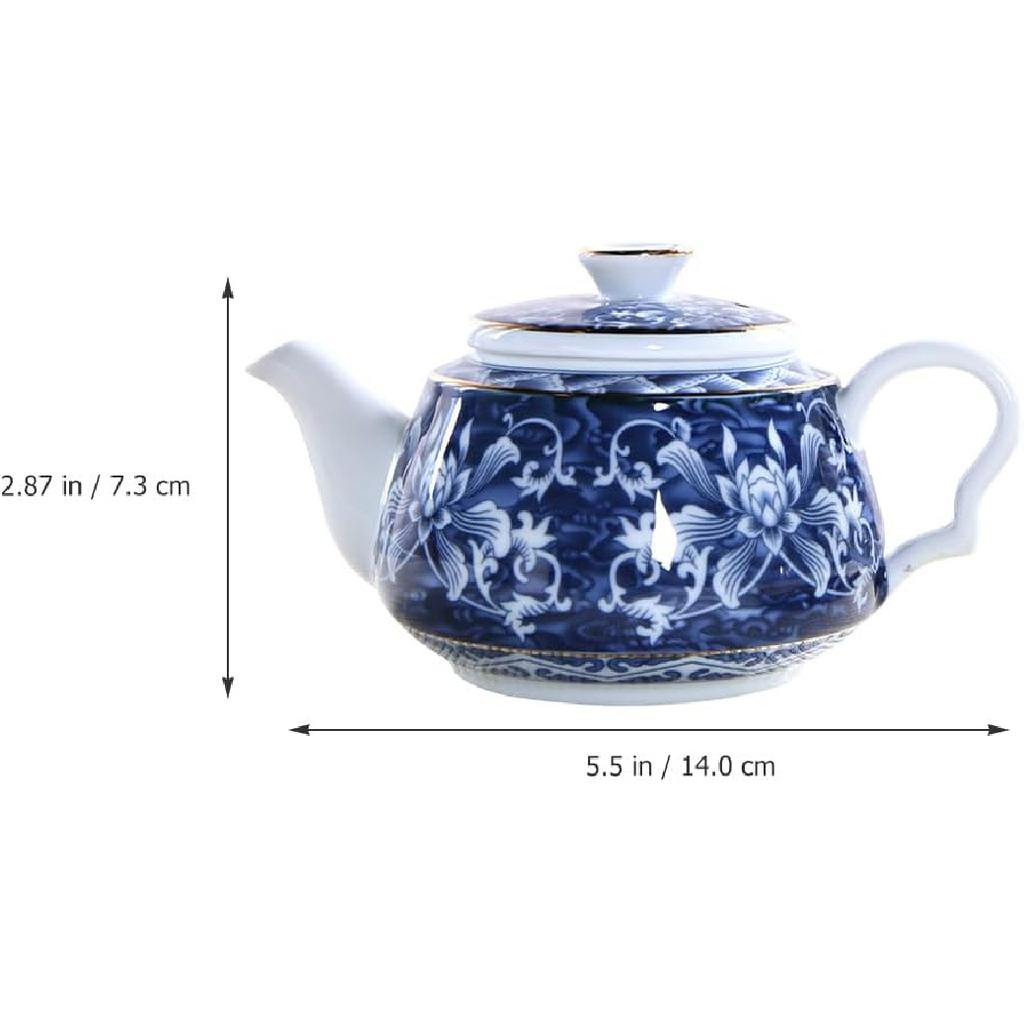 Ceramic Tea Pot Blue and White Porcelain Teapot Chinese Tea Kettle Water Kettle Decorative Floral Teapot Tea Jug Coffee Pot for Stove Water Coffee