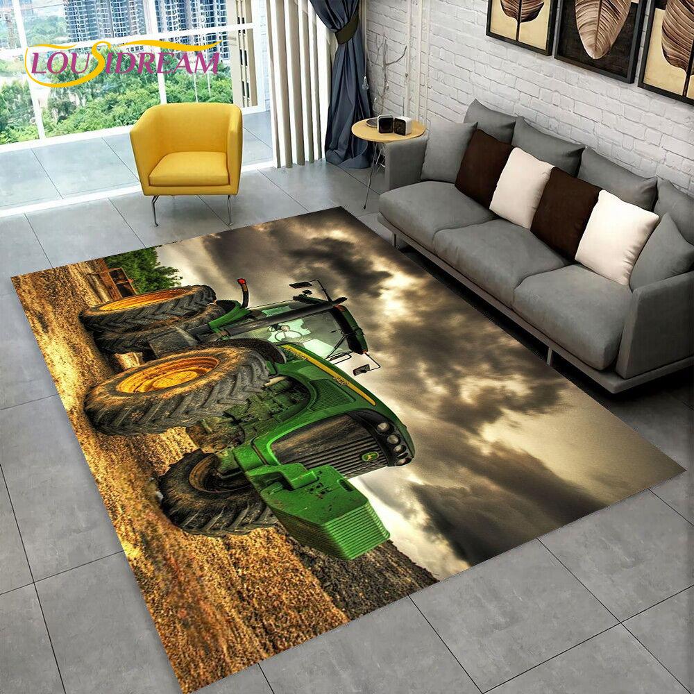 Truck Car Tractor Series Pattern Area Rug,Carpet Rug for Home Living Room Bedroom Sofa Doormat Decor,kids Non-slip Floor Mat 3D