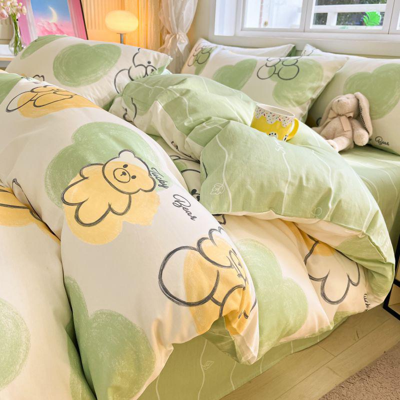 Sleep Grid 12868 Cotton Printed Four Piece Set