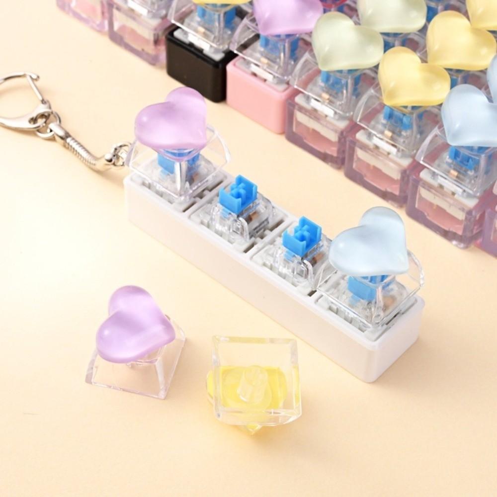 Heart Heart Keycap Fidget Keychain Crystal Clicker Button Keycap Keychain Adults