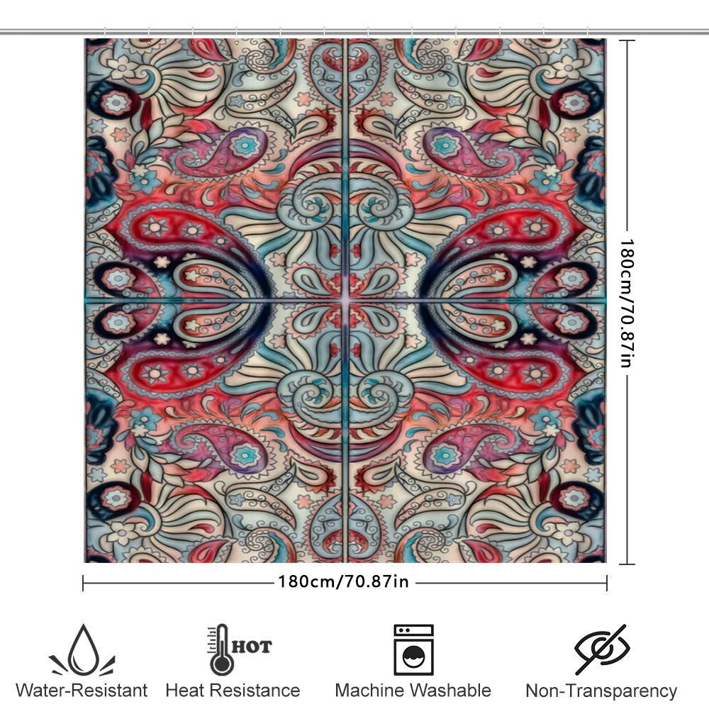 Vibrant Paisley Pattern Shower Curtain Premium Printed Fabric For Bathroom Decor