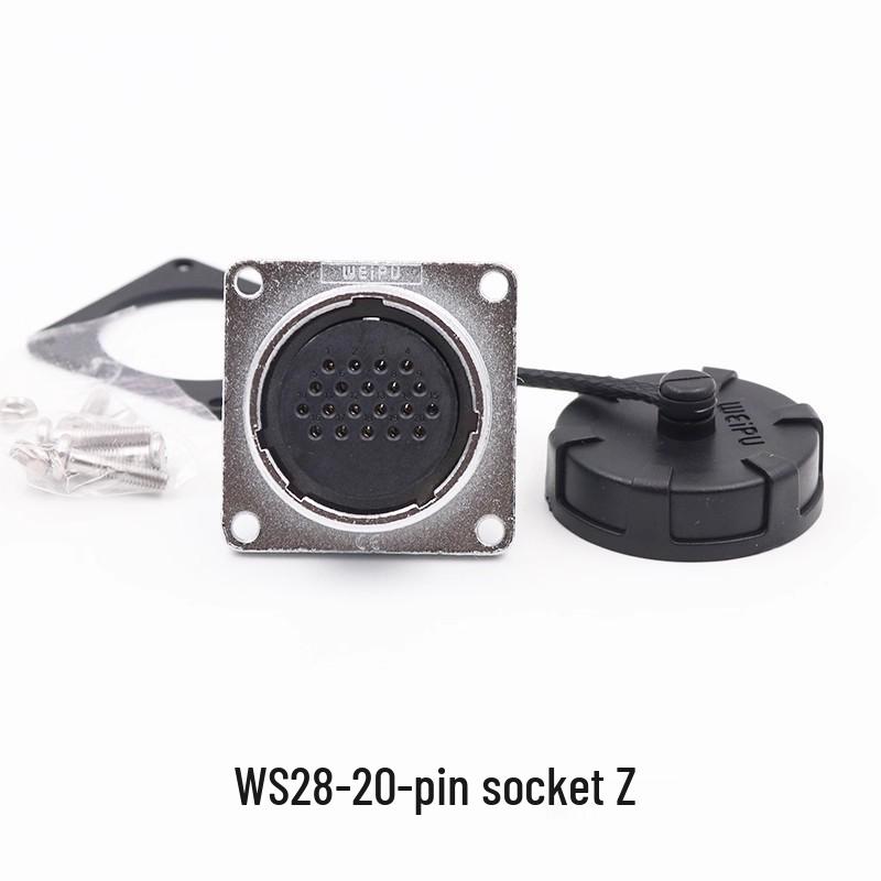 Weipu WS28 23-Pin Aviation Plug Connector, Male-Female Threaded, 479-Hole, 10P12, 16-Pin, 20/26-Pin