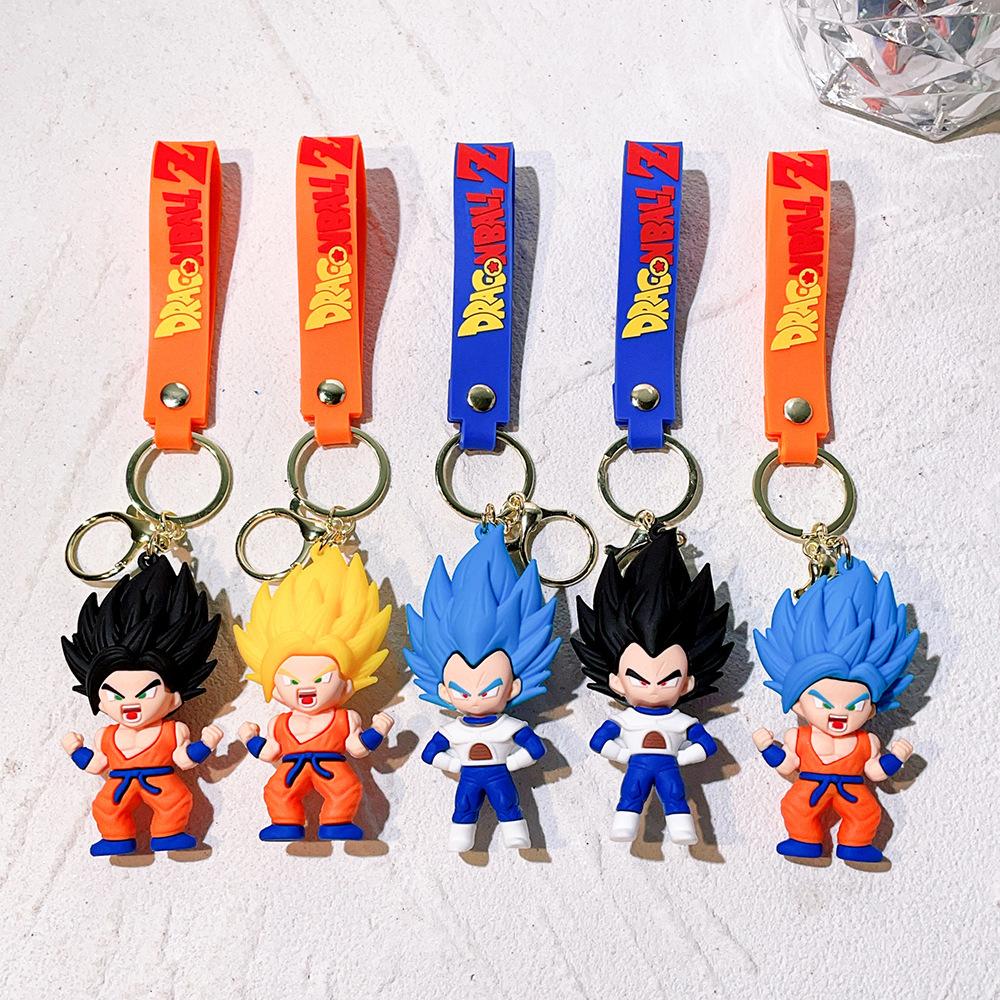 Anime Keychain PVC Cartoon Cartoon Figure Trunks Son Goku Piccolo Buu Vegeta Figures Key Chain Keyring Bag Decor
