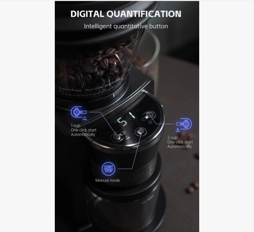 HiBREW Automatic Burr Mill Electric Coffee Grinder with 34 Gears for Espresso American Coffee Pour Over Visual Bean Storage G3