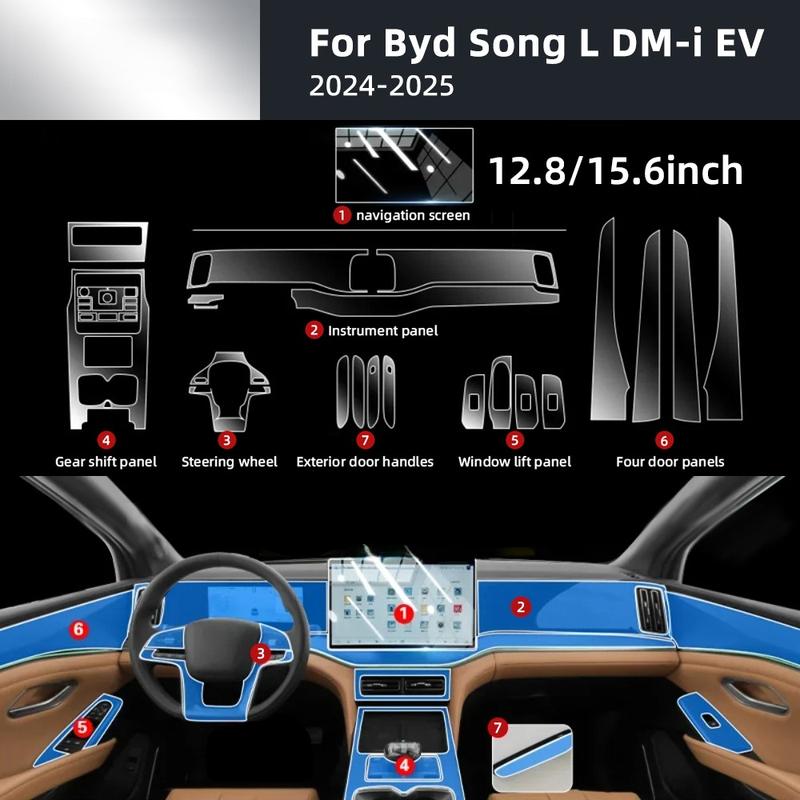 TPU Anti-Scratch Protective Film for BYD Song L DM-i/EV 2024 2025 Interior Sticker