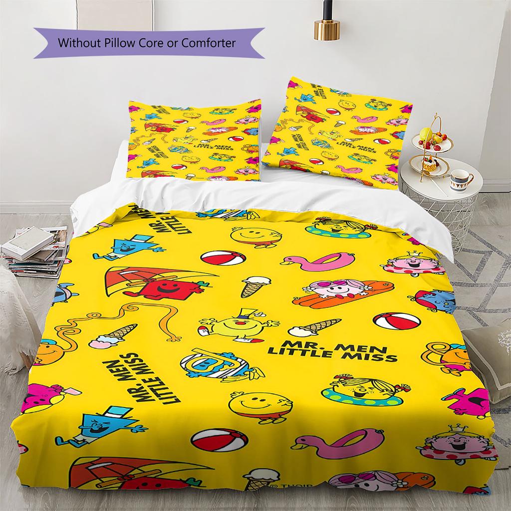 Herr. Herren Little Miss Muster Bettwäsche, Steppbett Set Bettbezug Kissenbezug Haus Geburtstag Geschenk(1 Bettbezug + 2 Kissenbezüge, ohne Füllung)