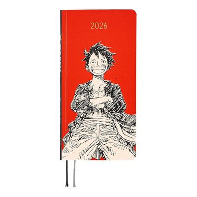 Hobonichi Techo 2026 semanas revista ONE PIECE/Chapéu de Palha Luffy VERMELHO Início em janeiro Planejador semanal Semanal à esquerda Fino vertical
