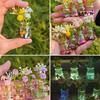 4 Pcs Mini Glass Vases Set Faux Flowers in Glass Vases Glow in The Dark Flower Vases for Desktops Car Dashboard Decor